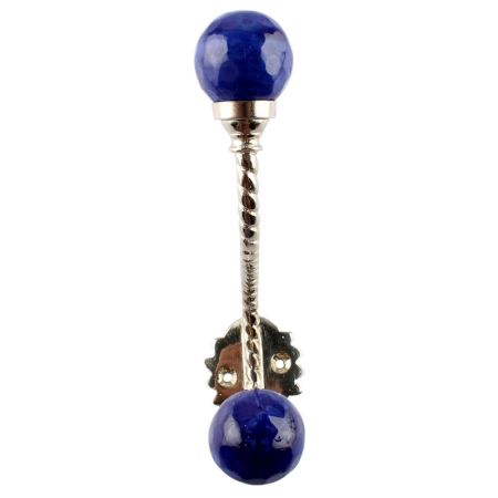 Round Navy Blue Glass Brass Hook Online
